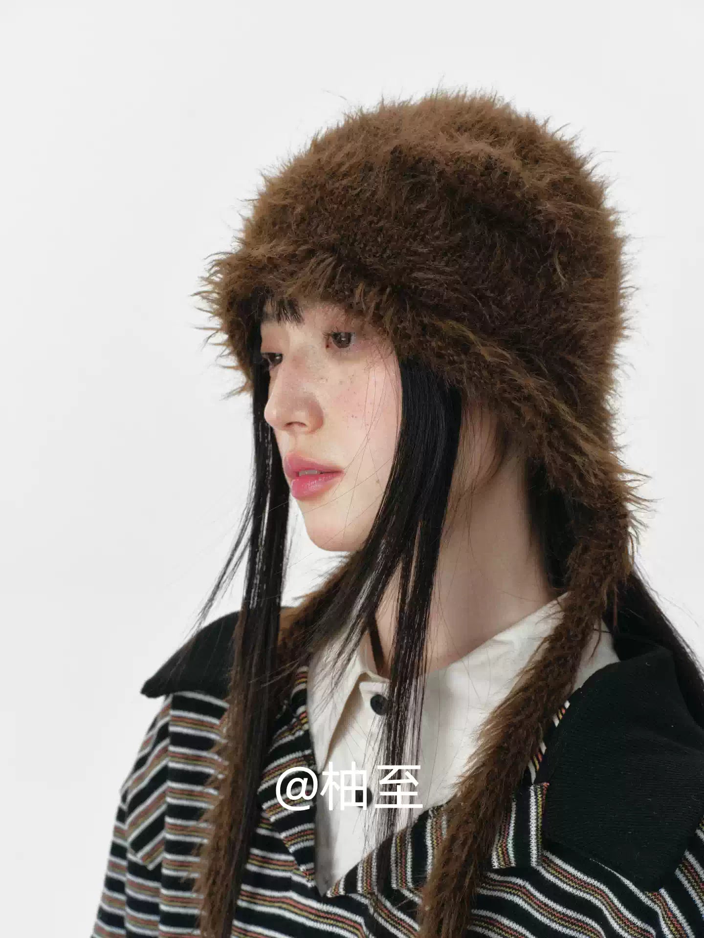 Chocolate Brown Plush Cat Ear Hat – Cozy Ear-Warmer Beanie