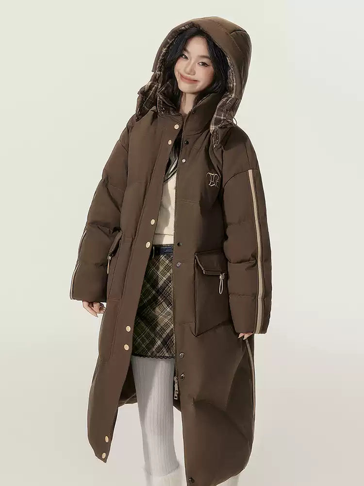 EPTISON - Brown 90% White Duck Down Long Puffer Coat