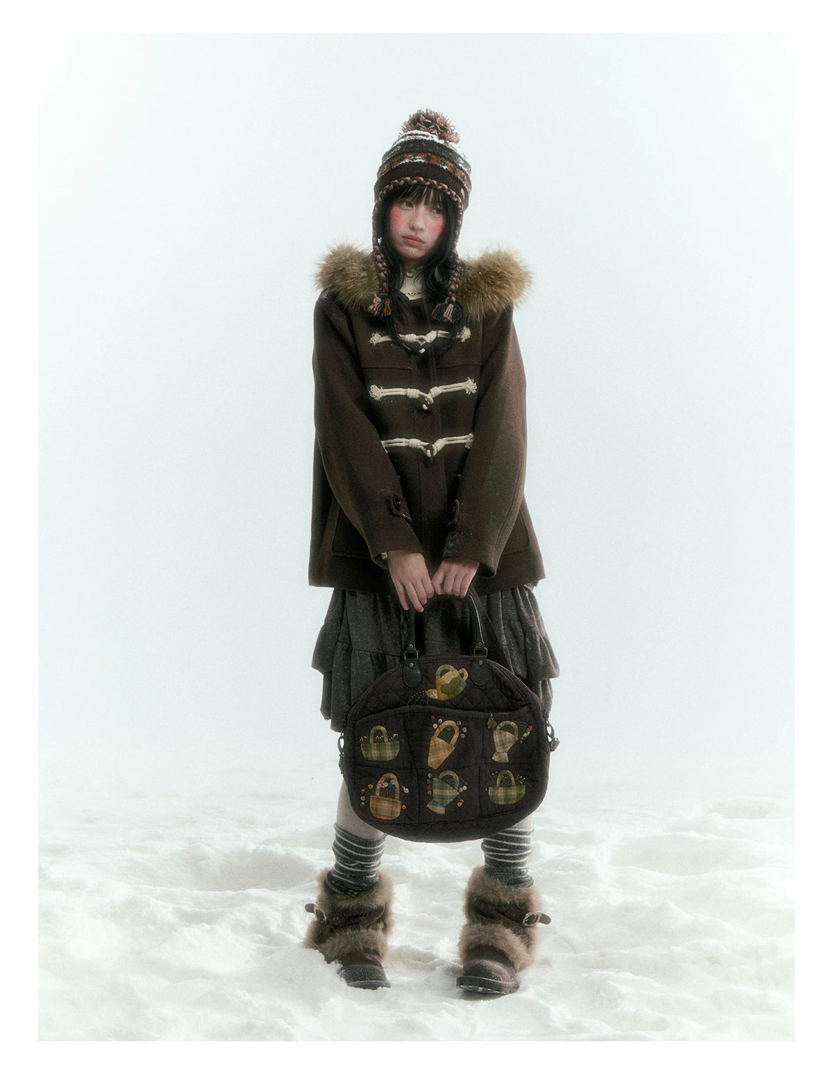 Horridale - Dark Coffee Brown Cropped Hooded Toggle Coat with Detachable Faux Fur Collar