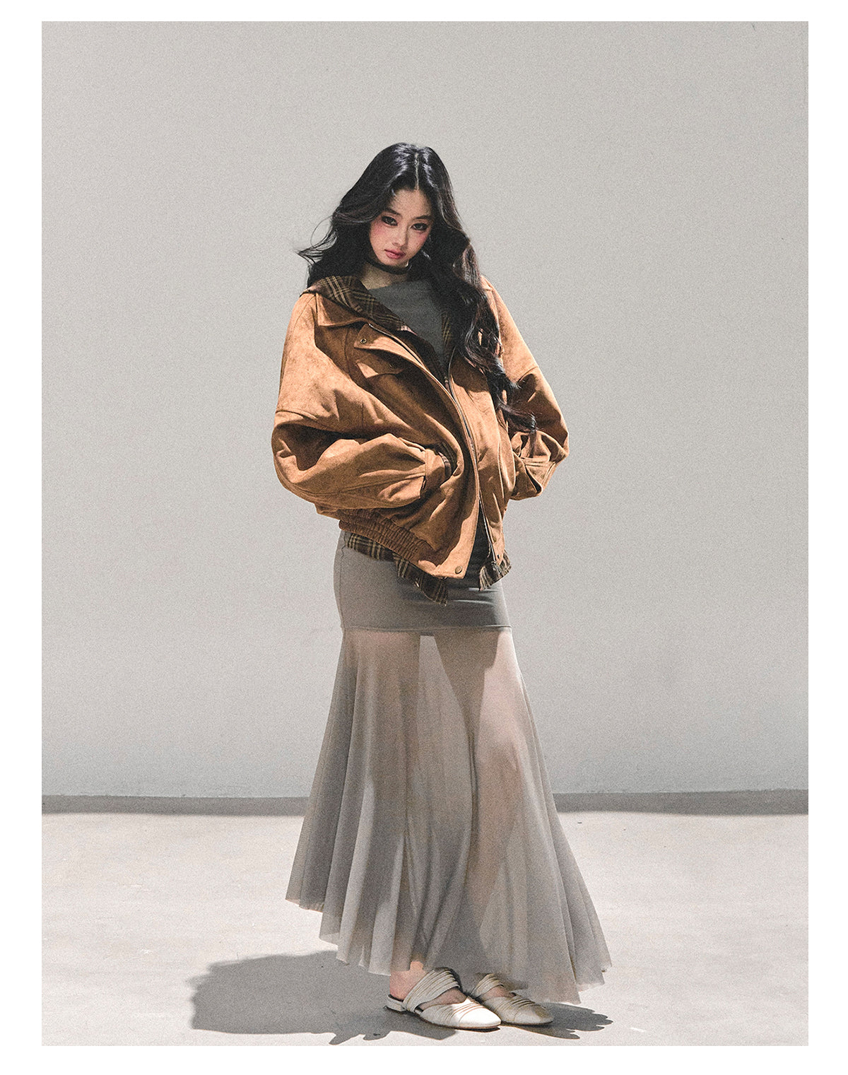 少也眼 "The Silent Heiress" Ash Camel Slim-Fit Evening Maxi Dress 76867845