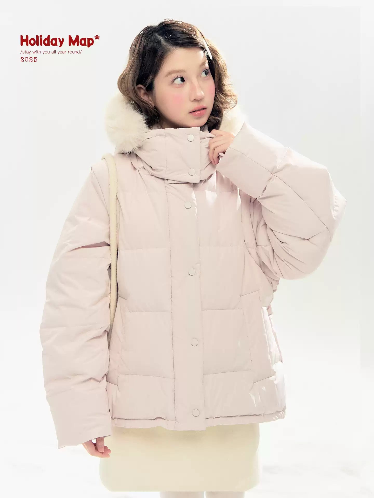 "Blush Cloud Haven" Misty Pink 2-Way Detachable Sleeve Down Jacket & Vest