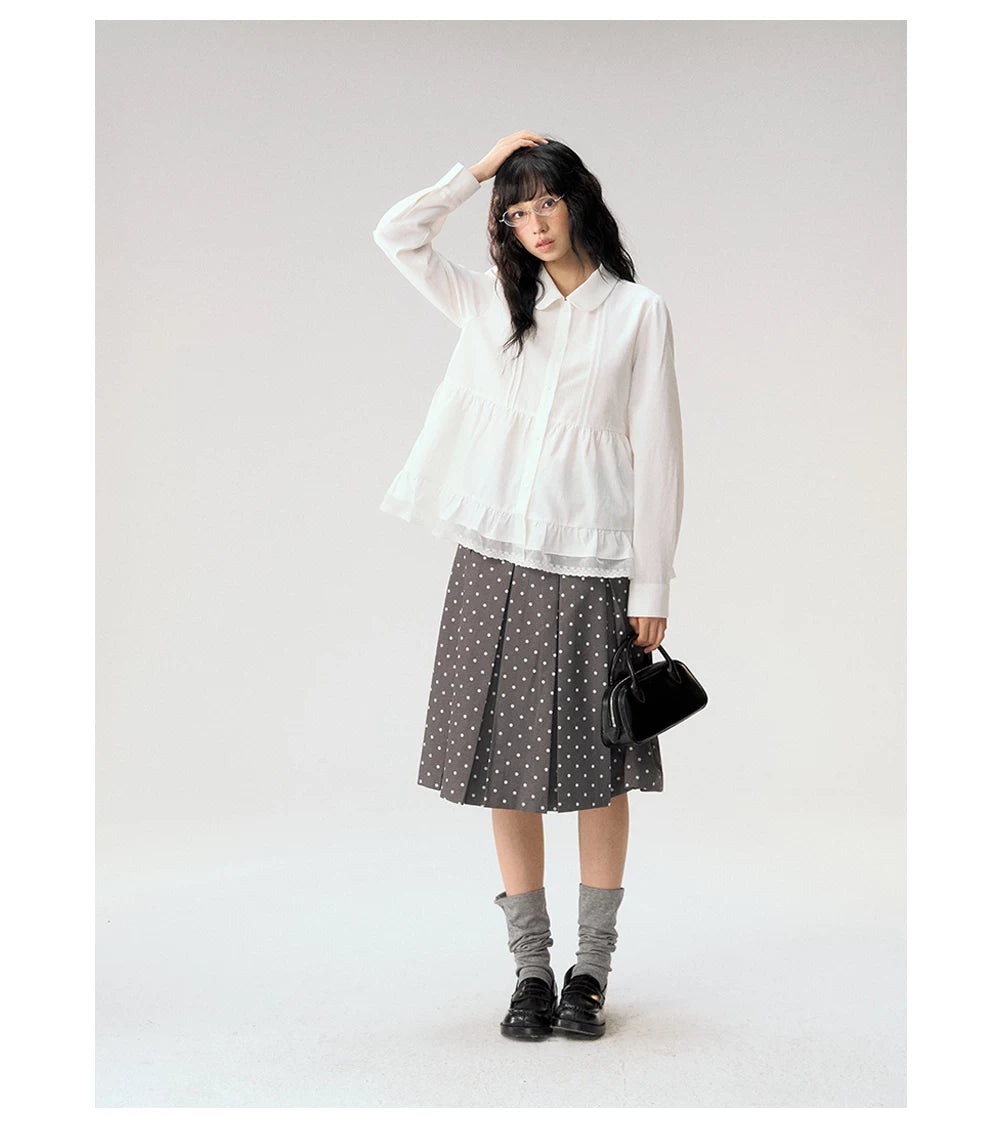 [CAN] "Misty Gardenia" White Lace Ruffle Doll Collar Blouse