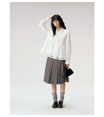 [CAN] "Misty Gardenia" White Lace Ruffle Doll Collar Blouse