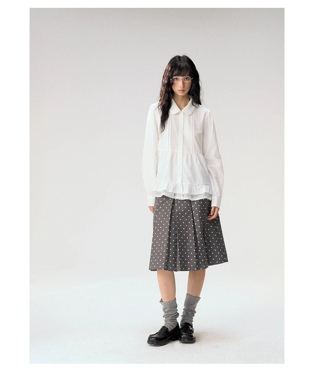 [CAN] "Misty Gardenia" White Lace Ruffle Doll Collar Blouse