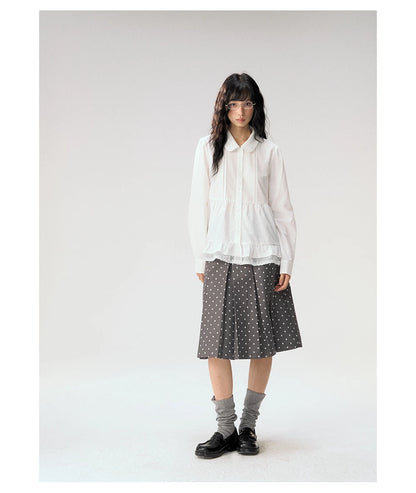[CAN] "Misty Gardenia" White Lace Ruffle Doll Collar Blouse
