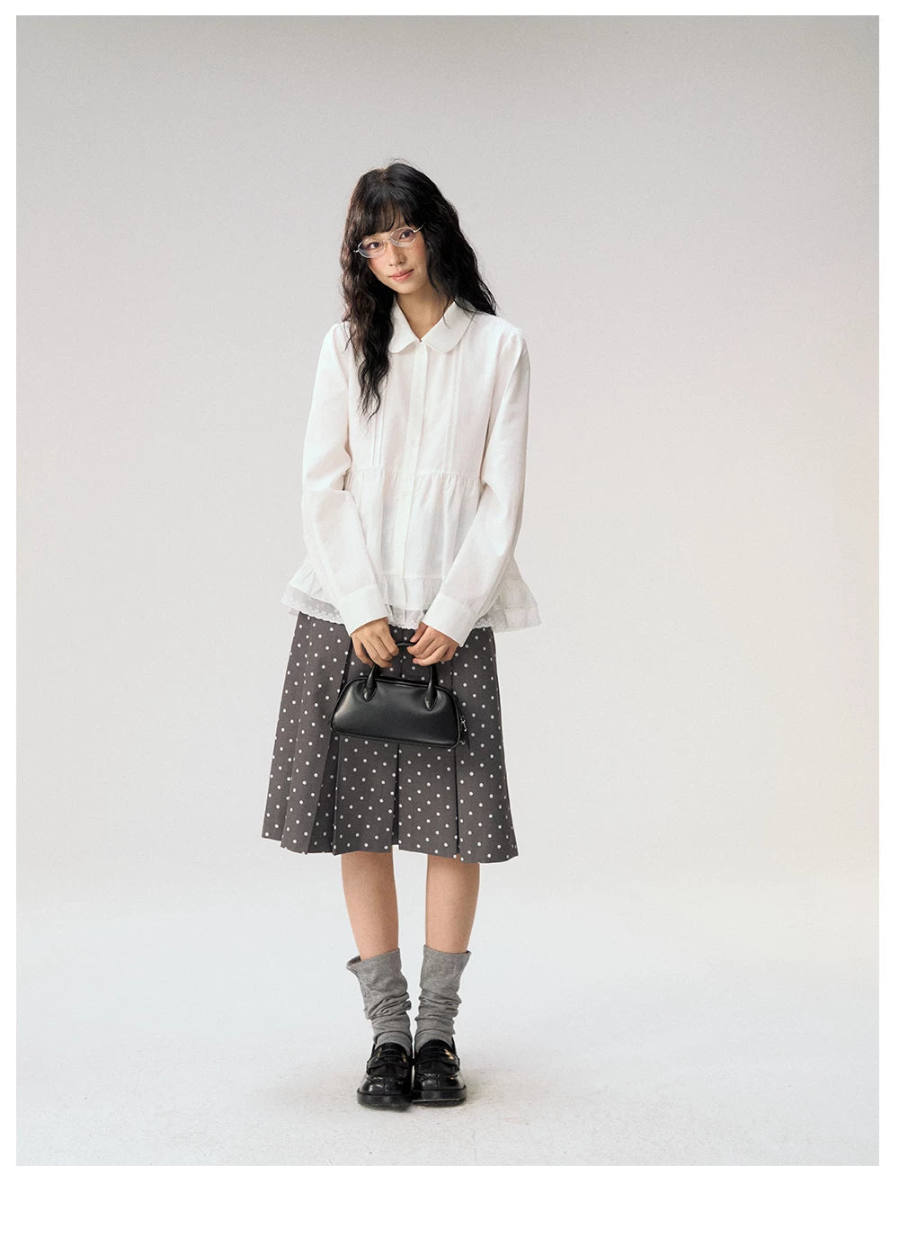 [CAN] "Misty Gardenia" White Lace Ruffle Doll Collar Blouse