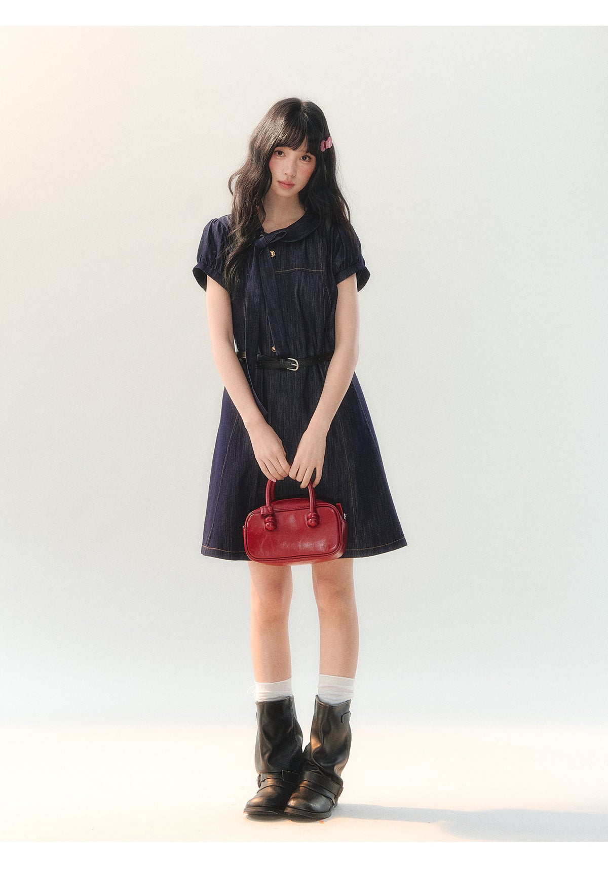 [CAN] "Soft Blue Bubble" Indigo Denim Doll Collar Dress Set