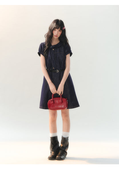 [CAN] "Soft Blue Bubble" Indigo Denim Doll Collar Dress Set