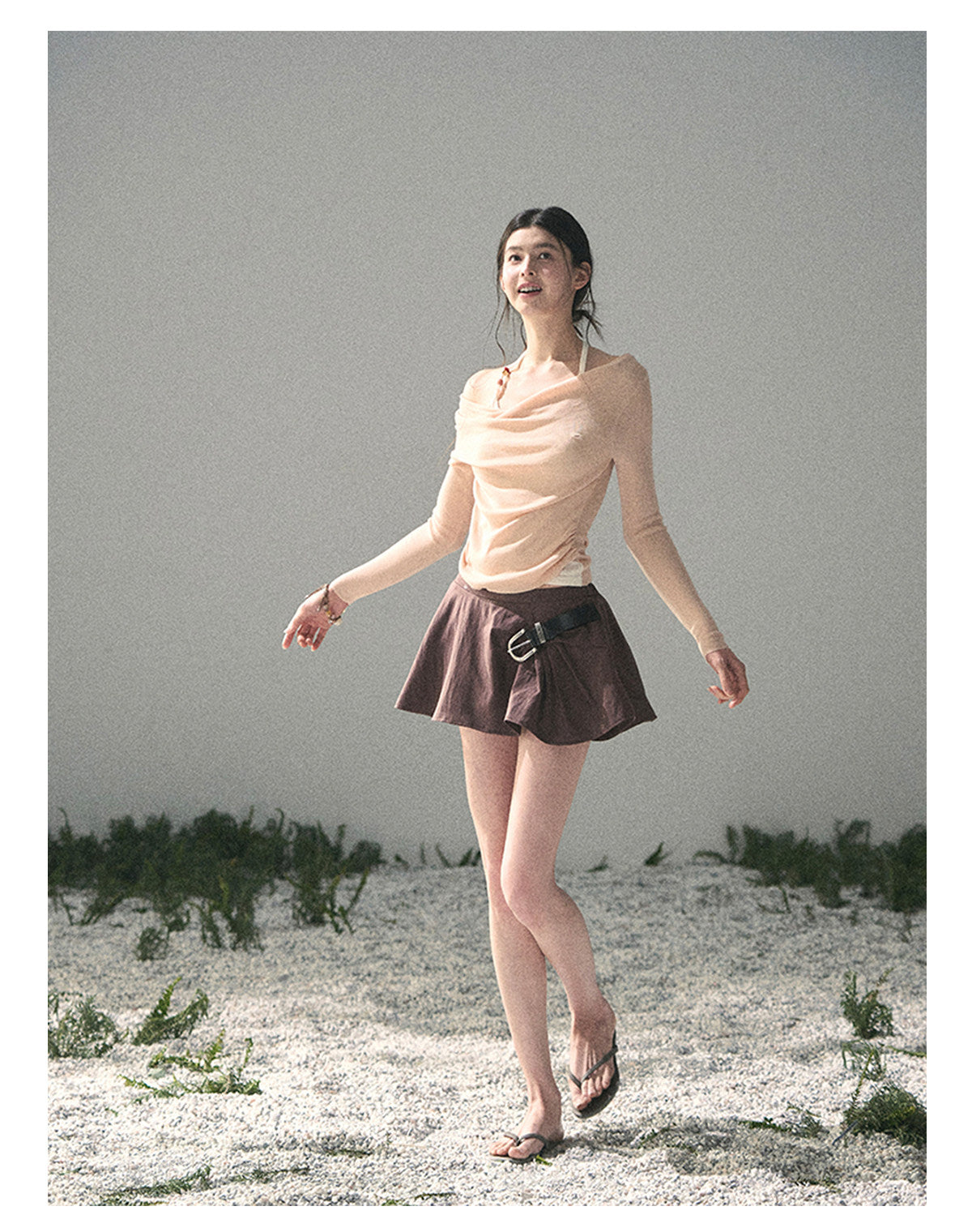 “Sugar Frost Diaries” Soft Mist Pink Layered Halter Top