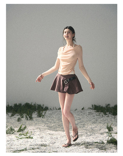 “Sugar Frost Diaries” Soft Mist Pink Layered Halter Top