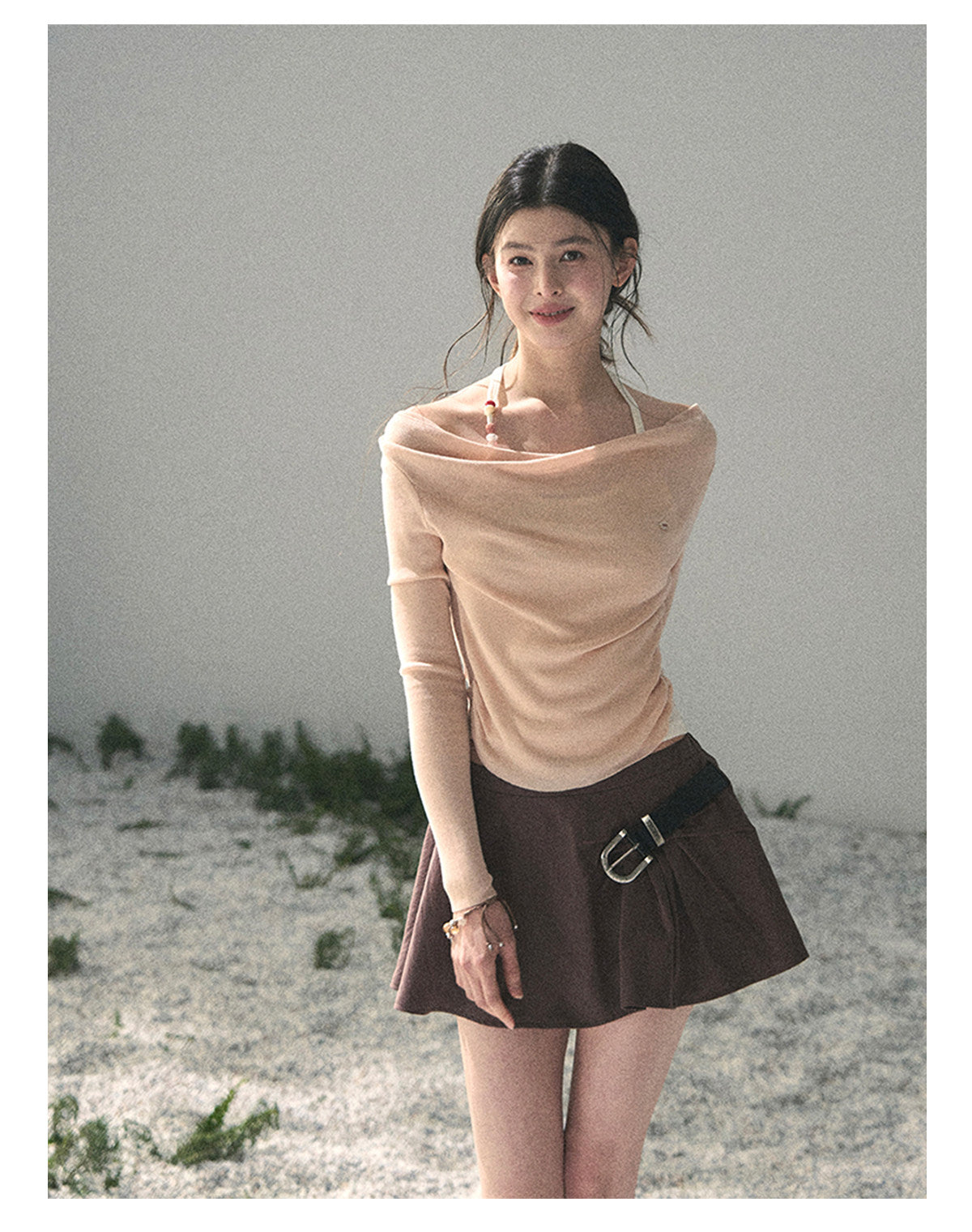 “Sugar Frost Diaries” Soft Mist Pink Layered Halter Top