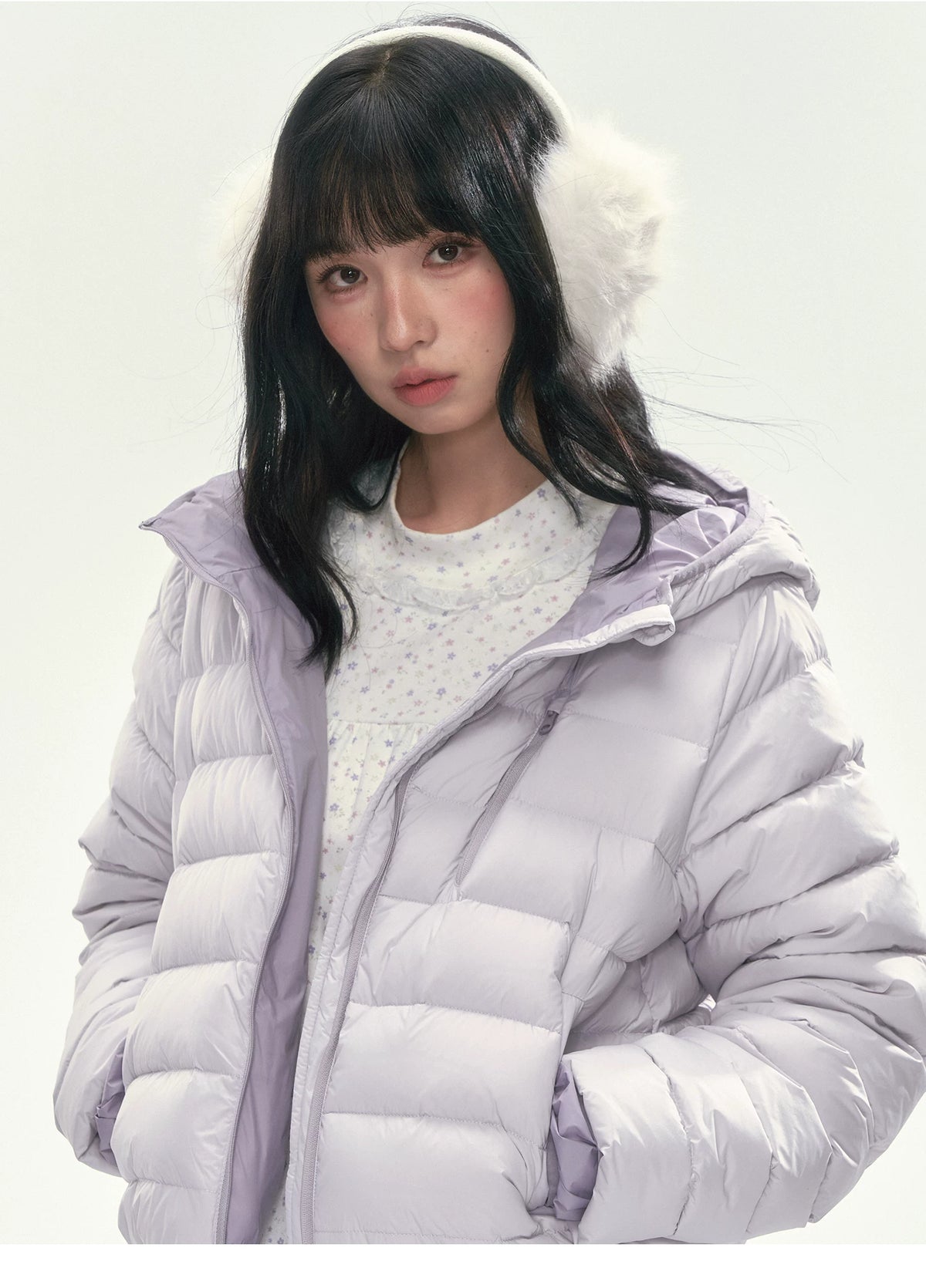 CAN - "Twilight Snow" Hooded 90% White Duck Down Puffer Jacket (Hibiscus Purple / Baby Pink / Water Blue)