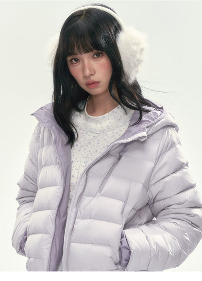 CAN - "Twilight Snow" Hooded 90% White Duck Down Puffer Jacket (Hibiscus Purple / Baby Pink / Water Blue)