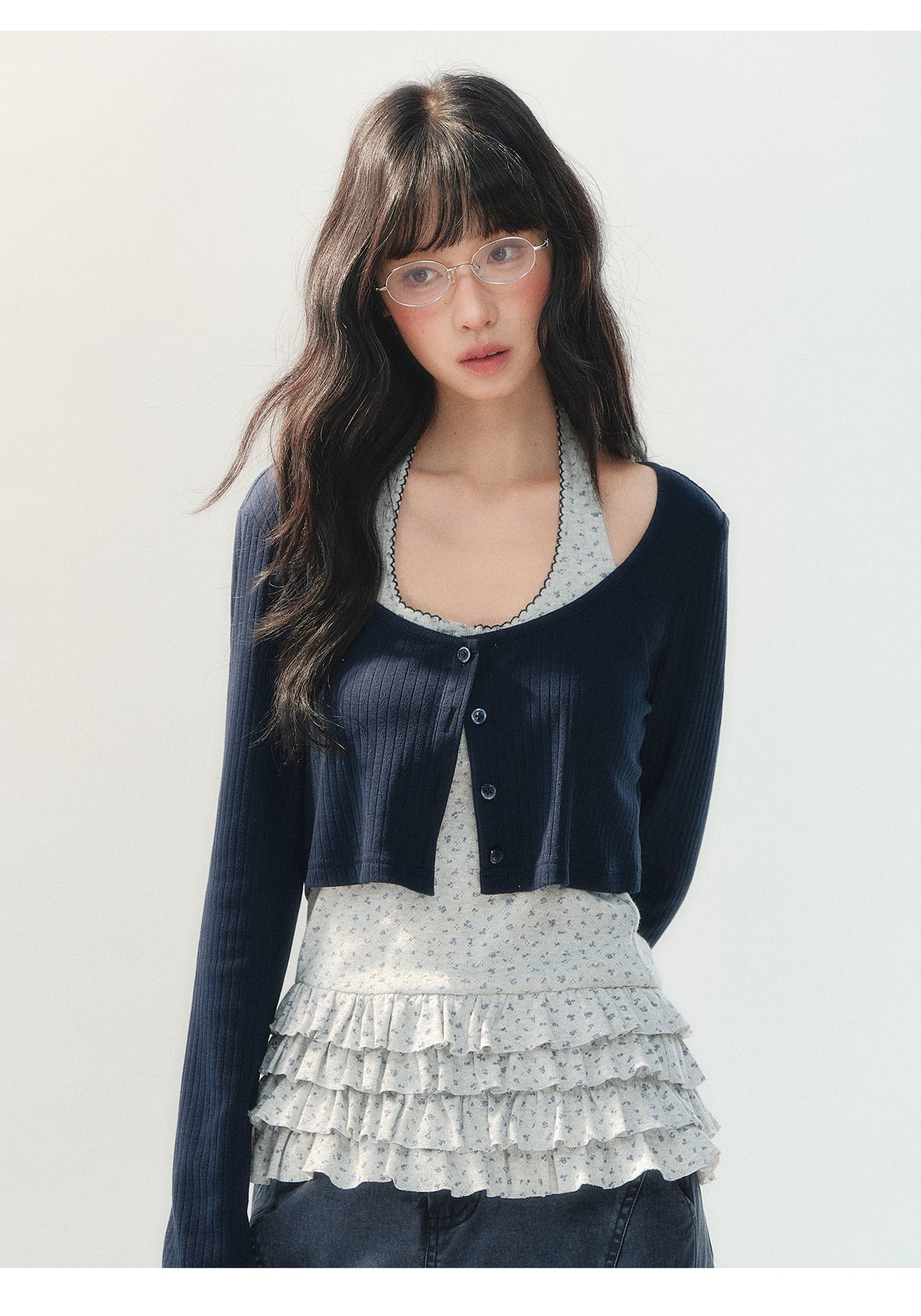 [CAN] "Soft Konjac Cloud" Lightweight Knit Cardigan & Floral Layered Cami