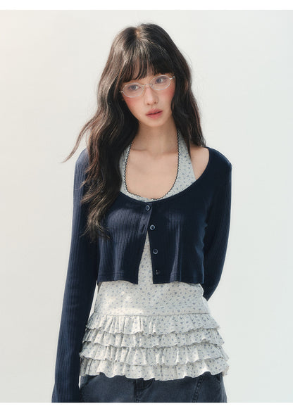 [CAN] "Soft Konjac Cloud" Lightweight Knit Cardigan & Floral Layered Cami
