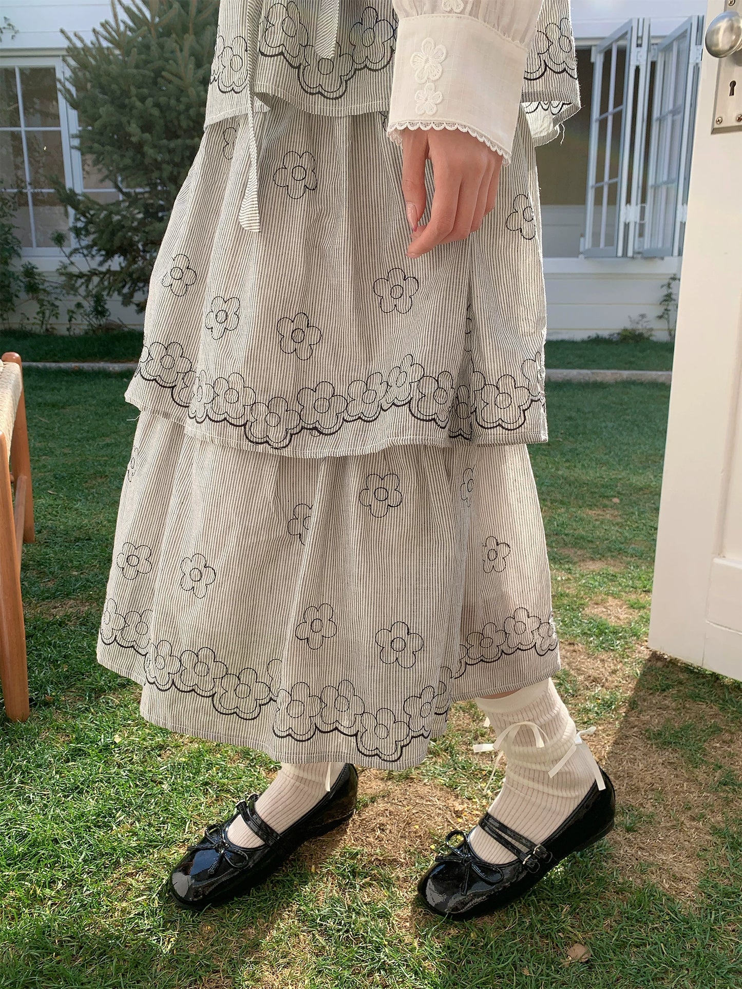 “Woodland Waltz Reverie” Grey Layered Cake Dress