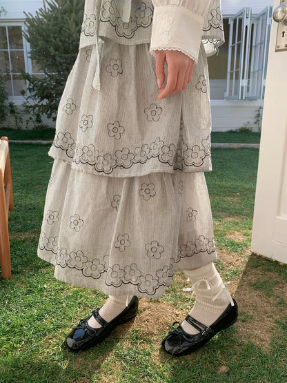 “Woodland Waltz Reverie” Grey Layered Cake Dress