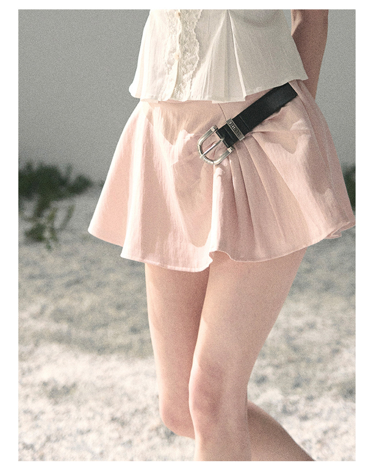 “Corridor Chimes” Soft Pink A-Line Puff Mini Skirt