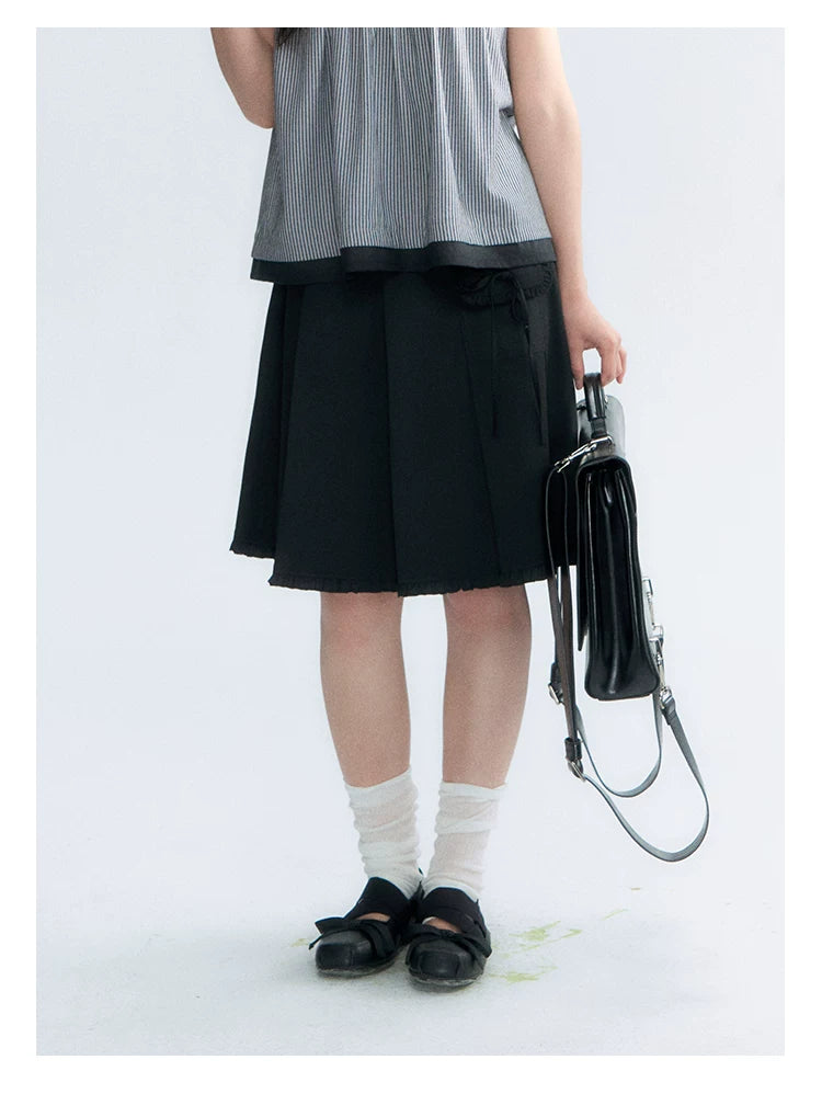"Midnight Academy" Black Pleated Mini Skirt