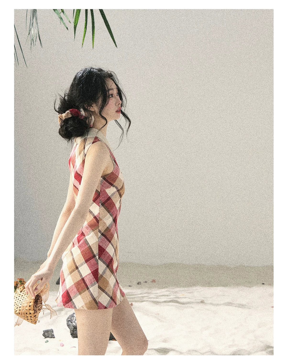 "Sunset by the Shore" Vintage Red Plaid Polo Mini Dress 358648564