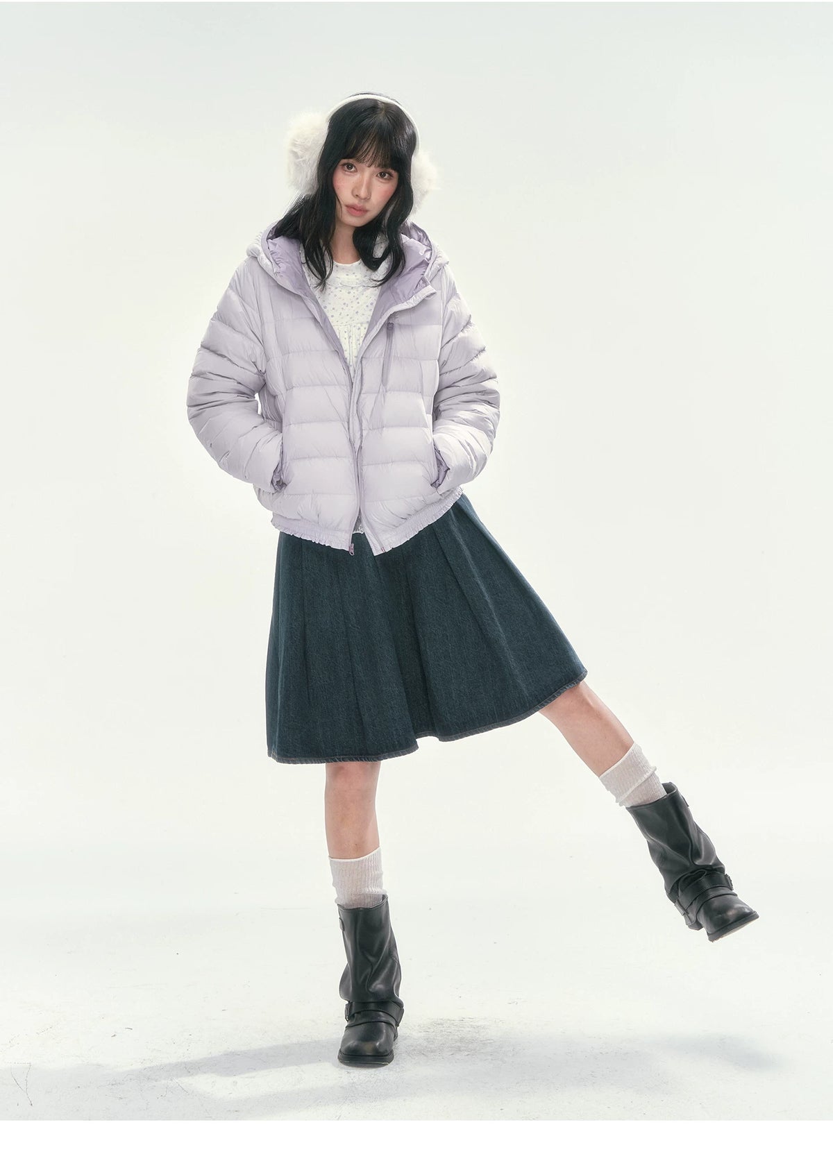 CAN - "Twilight Snow" Hooded 90% White Duck Down Puffer Jacket (Hibiscus Purple / Baby Pink / Water Blue)