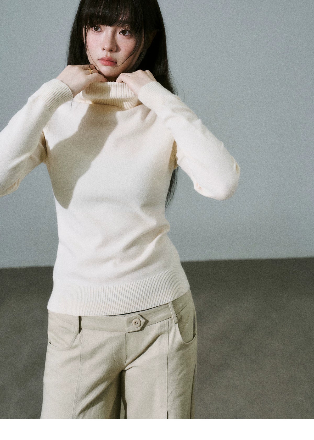 LOST FOREST - Stretch High-Neck Base-Layer Top (Apricot / Black / Dusty Pink / Deep Brown)