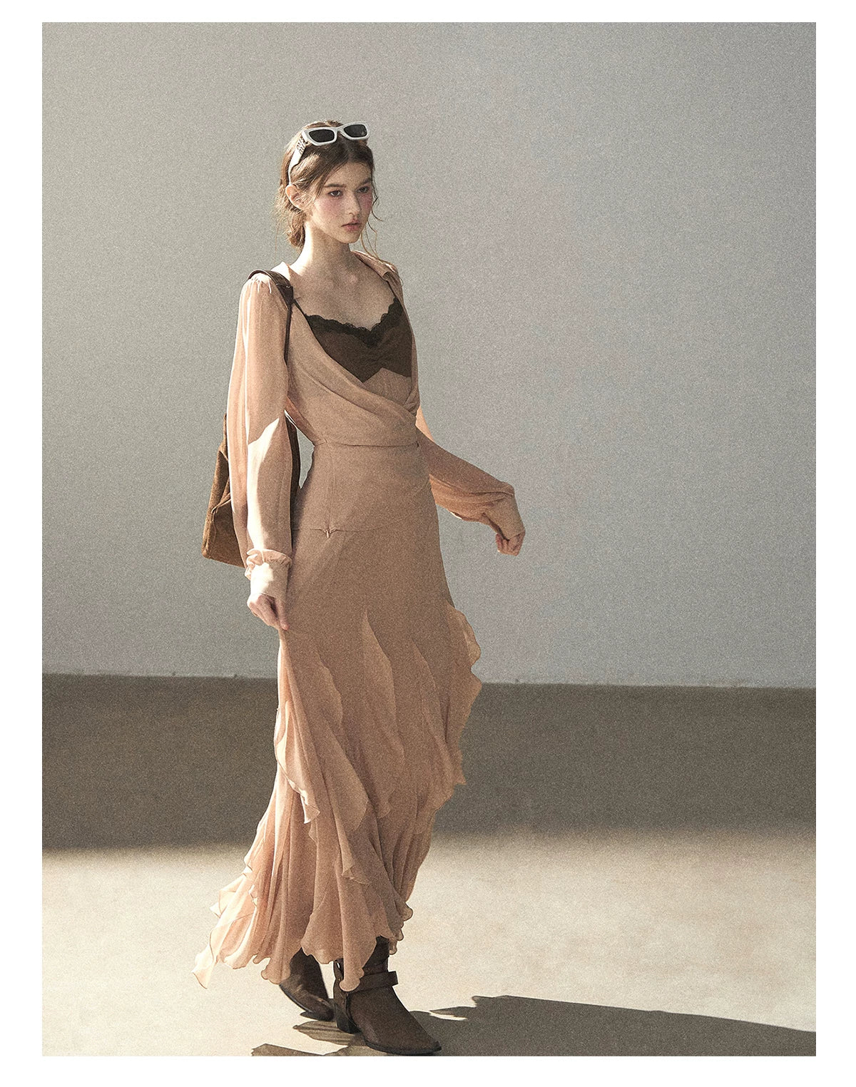 AOMALM - "The Next Fallen Leaf" Cinnamon Pink 2-Piece Set (Shirt / Cami Dress)
