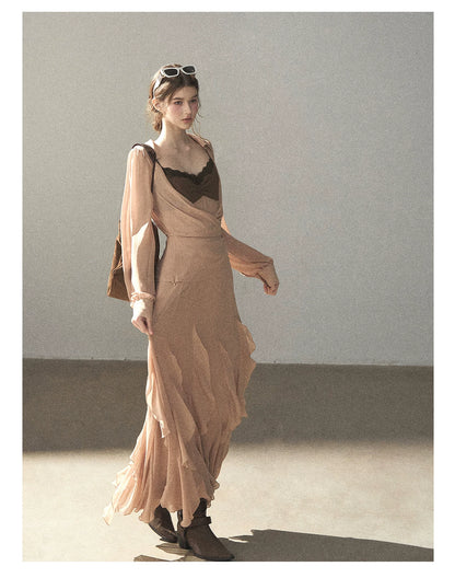 AOMALM - "The Next Fallen Leaf" Cinnamon Pink 2-Piece Set (Shirt / Cami Dress)