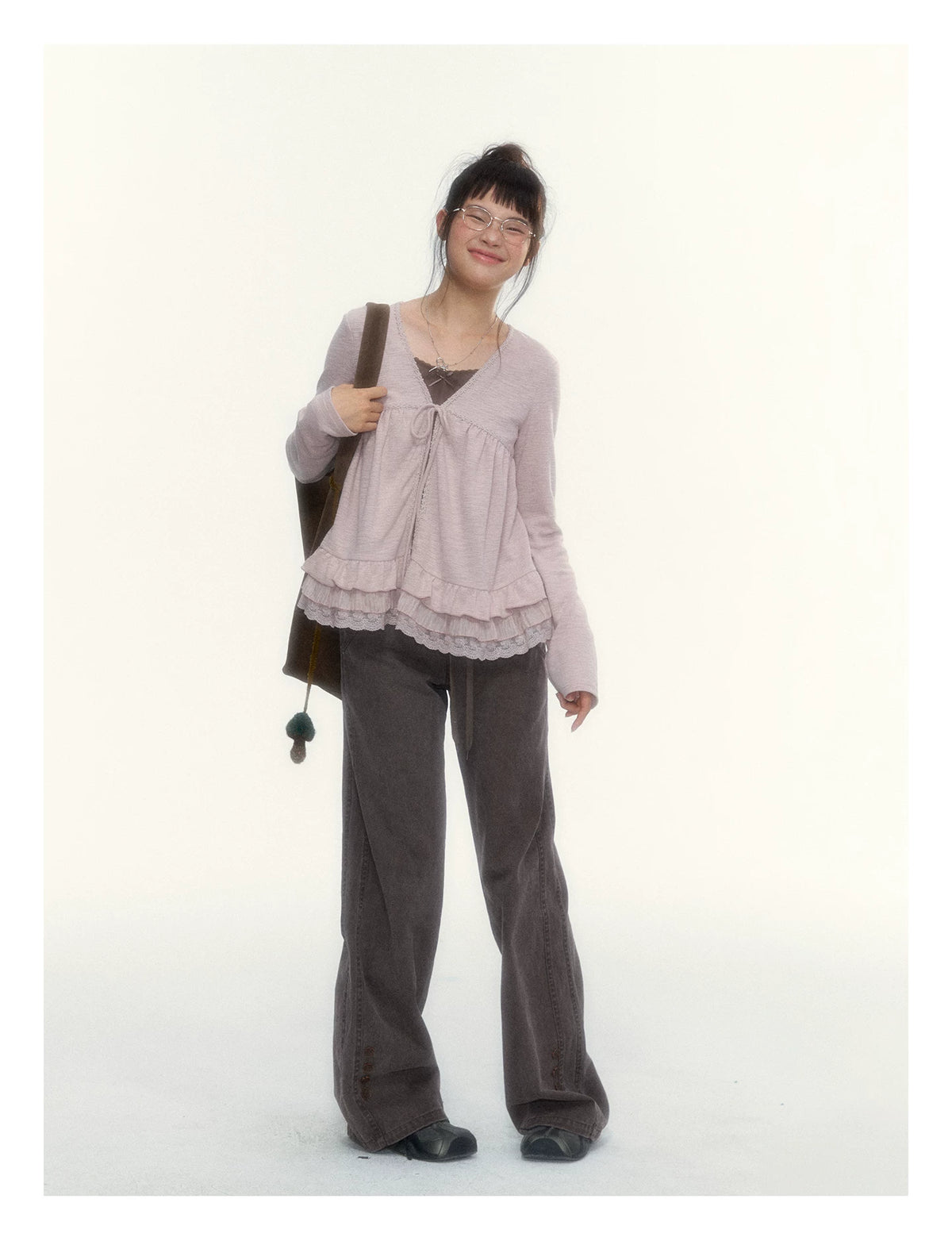 "A Season Called Autumn" Coffee Brown Vintage Washed Wide-Leg Utility Pants