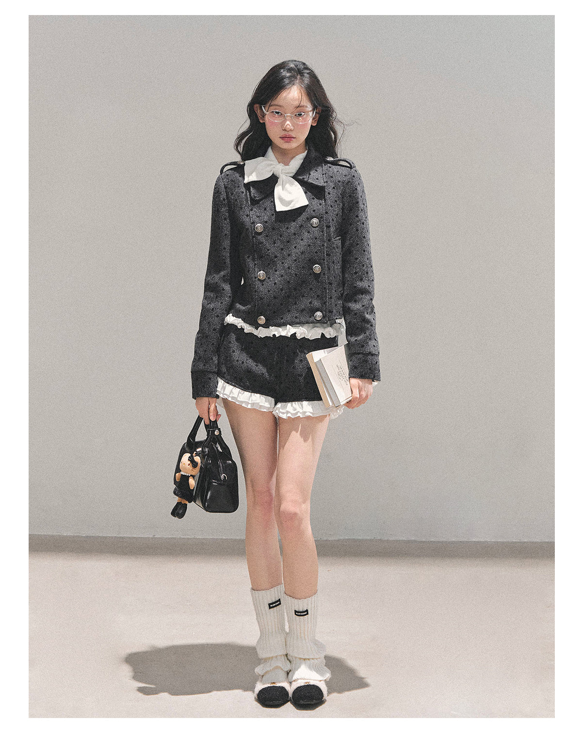 少也眼 “Reef of Memory” Wool Polka-Dot Preppy Two-Piece Set 1118