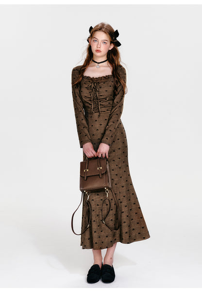 Bow Print Hip Fishtail Dress