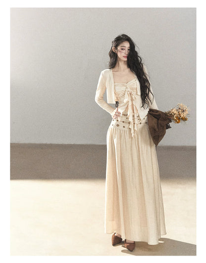 AOMALM - Cream Linen-Blend 3-Piece Set with Beaded Details