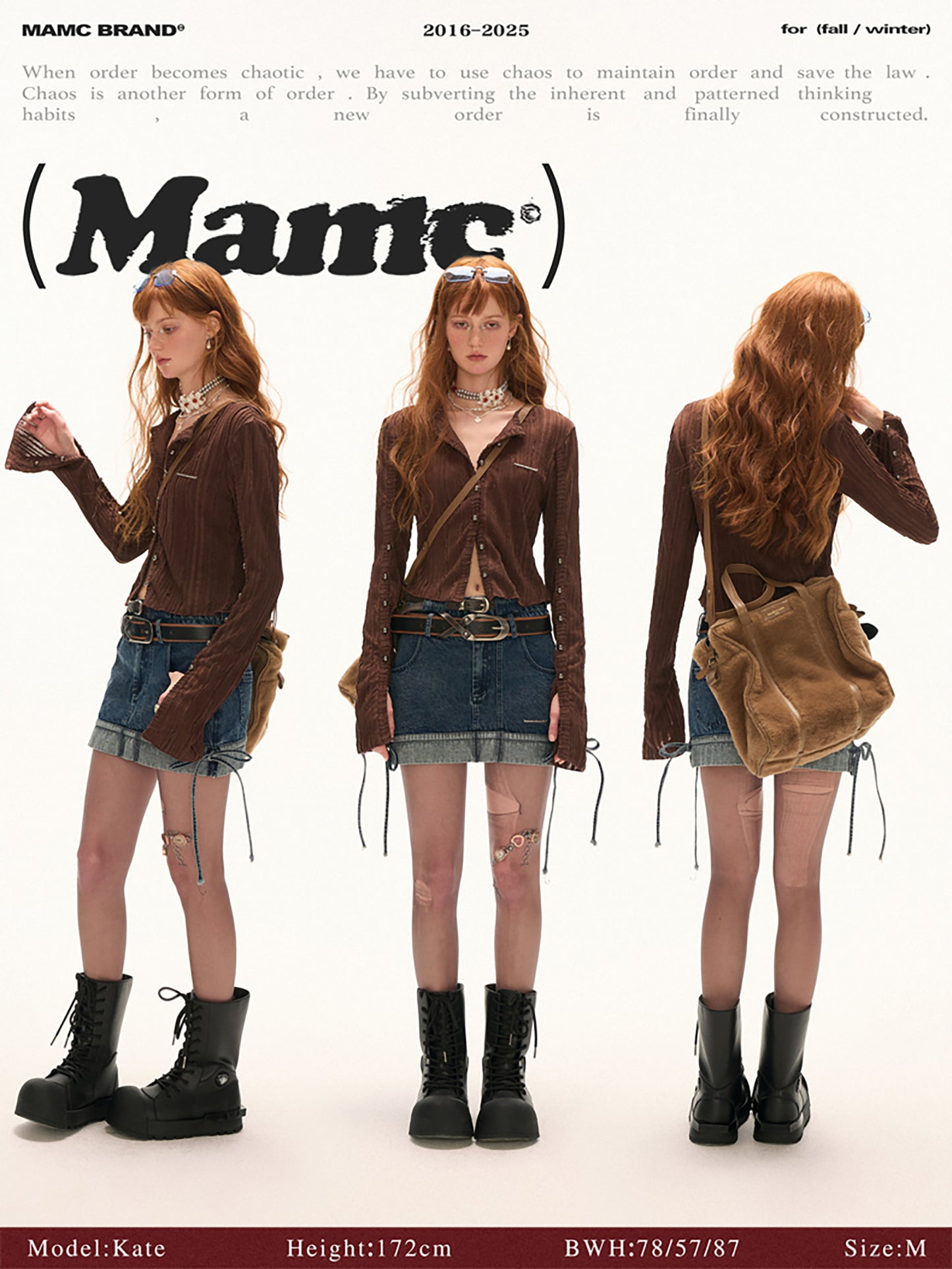 MAMC - Dual-Waist Drawstring Mini Skirt (Vintage Denim)