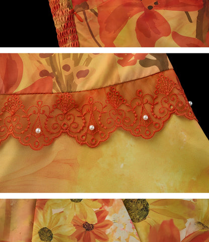 "Sunset Bloom Mood" Halter Floral Midi Dress WE933