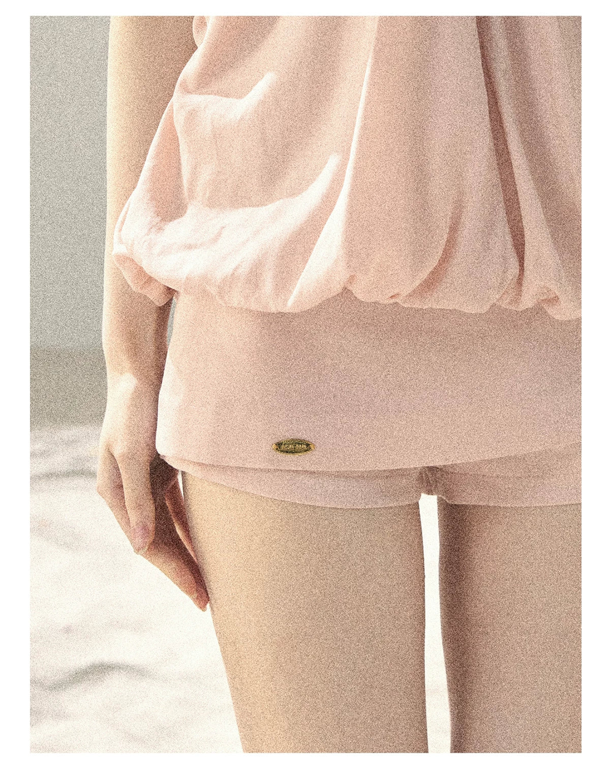 "Soft Luminous Glow" Misty Pink Halter Top & High-Waisted Skort Two-Piece Set