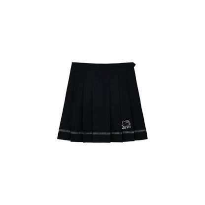 Slim-Fit Preppy Style Set - Sailor Collar Shirt / Front Box-Pleat Skirt / Polka Dot Skirt
