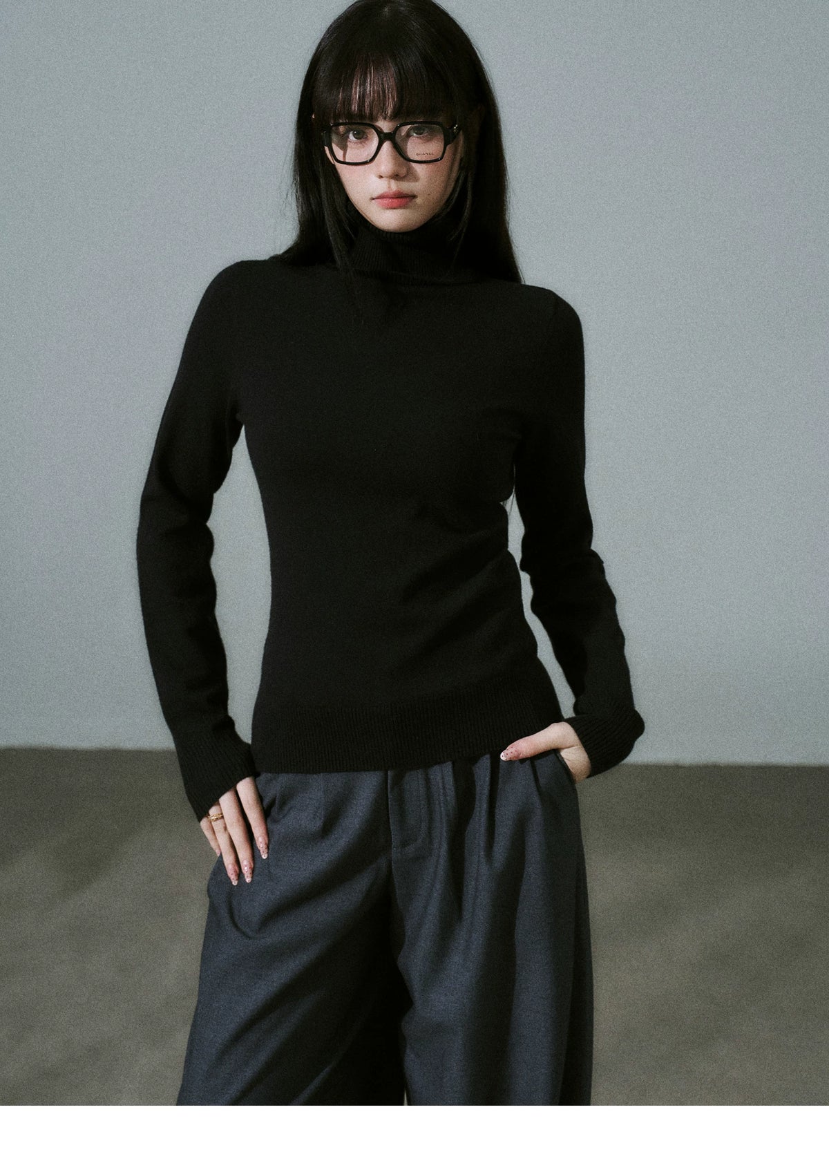 LOST FOREST - Stretch High-Neck Base-Layer Top (Apricot / Black / Dusty Pink / Deep Brown)