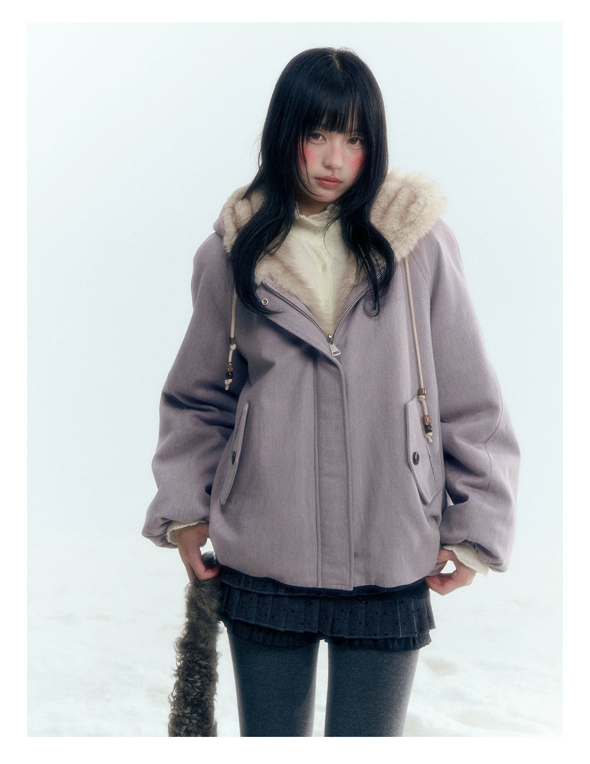Horridale - Reversible Vintage Puff Jacket with Faux Fur – Misty Purple