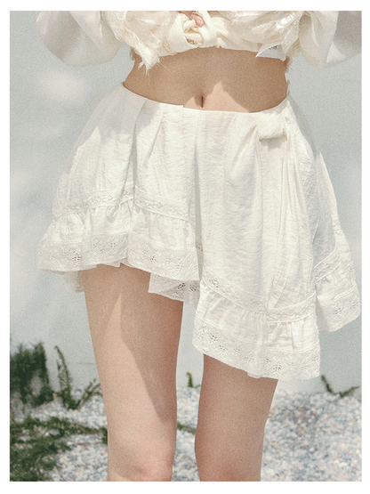 少也眼 “Ripples of Moonlight” White Irregular Chiffon Skirt 143