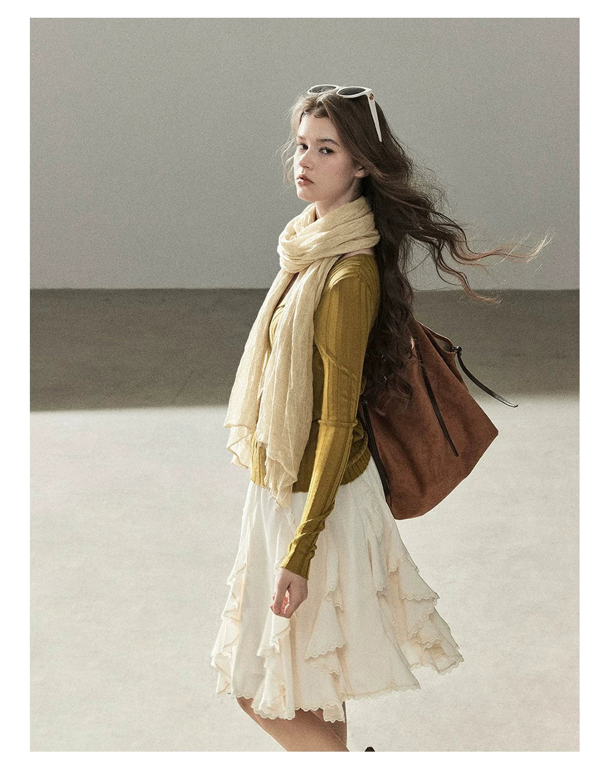 AOMALM - 100% Silk Sheer Fringe Scarf