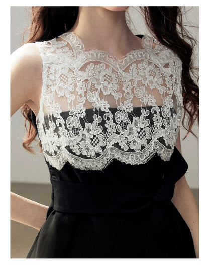 "The Quiet Strength" Black Iris Lace Sleeveless Crop Top