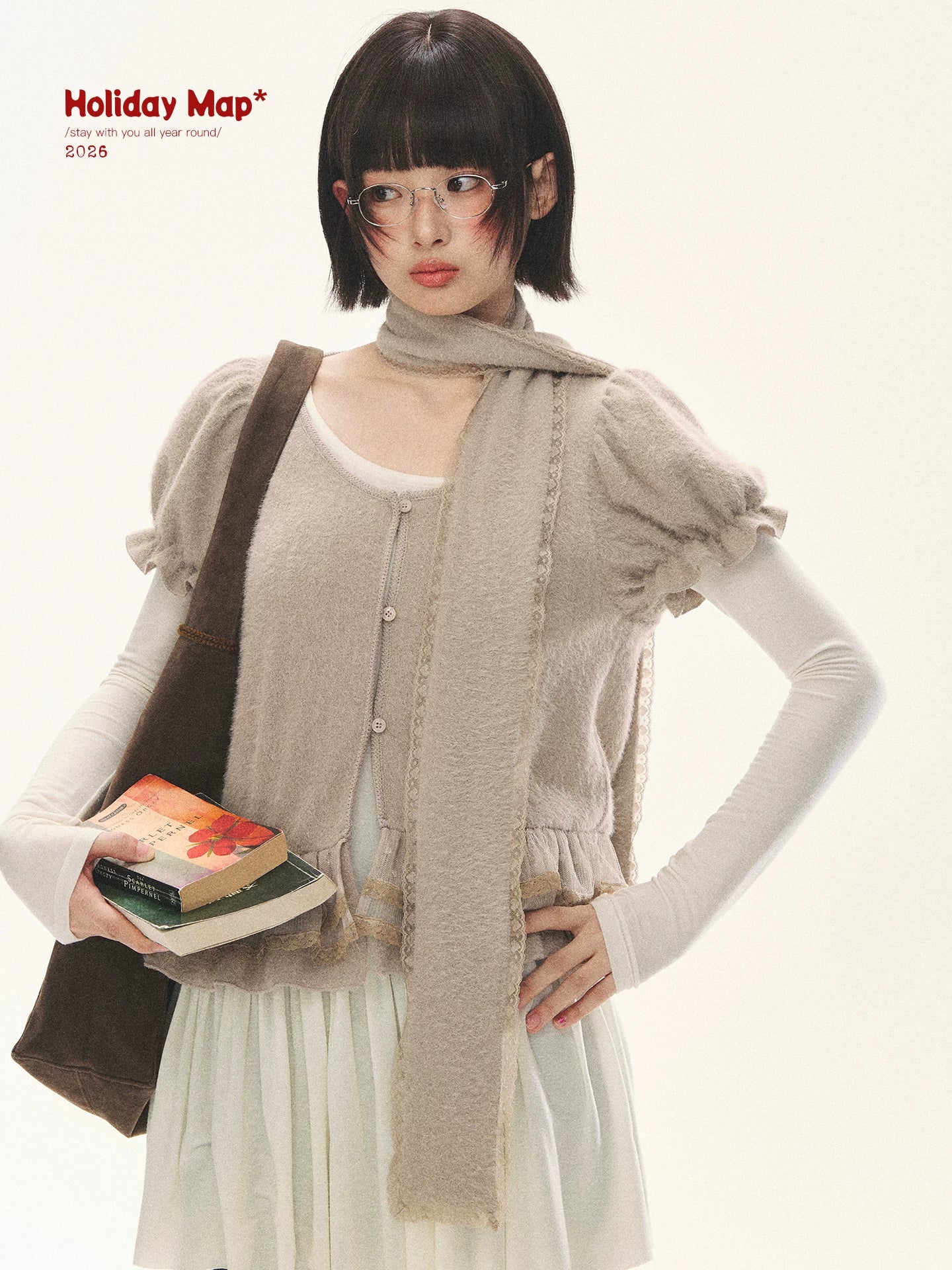 "Soft Fufu" Blush Pink Lace Puff Sleeve Knit Cardigan