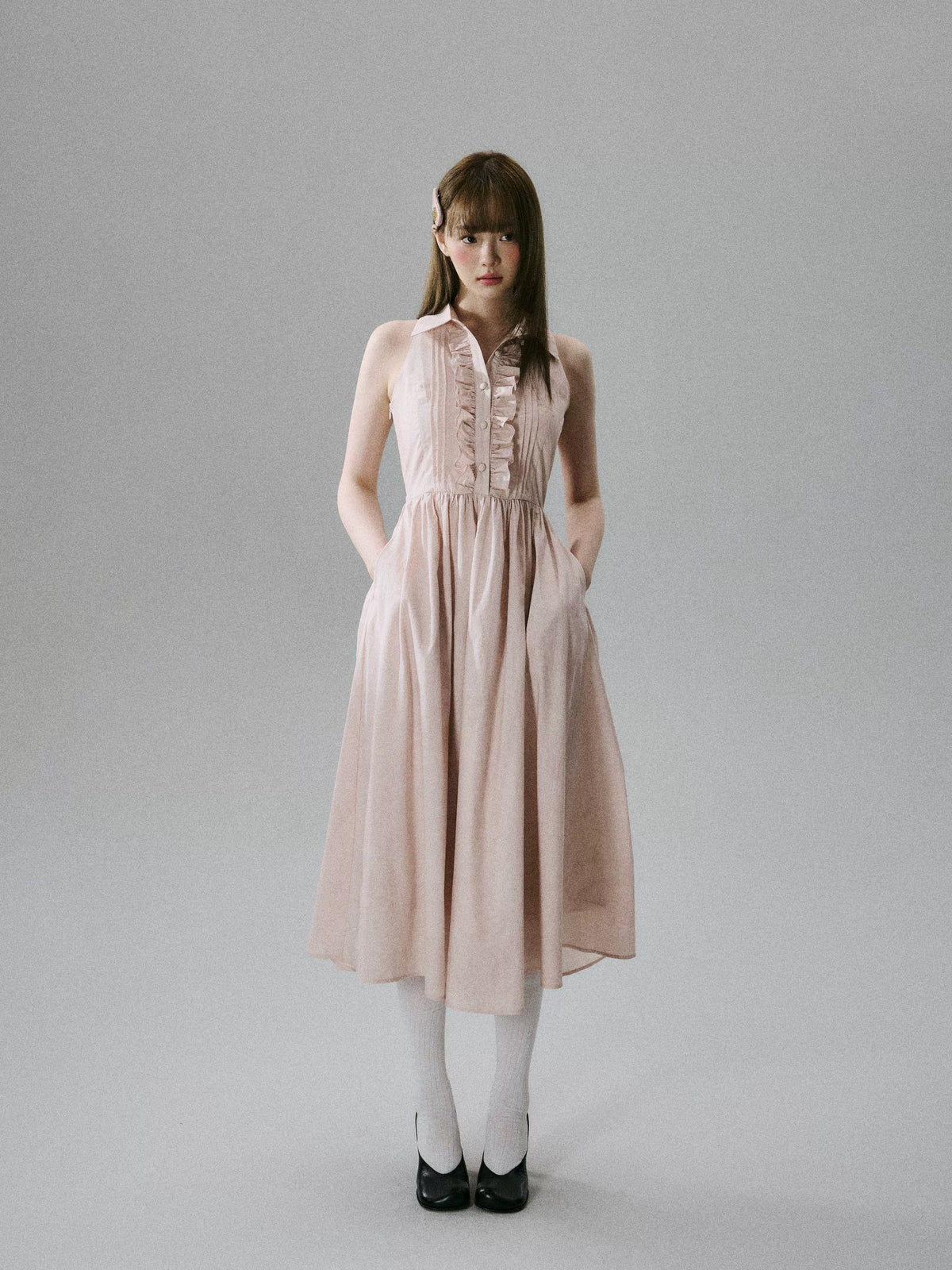 LOST FOREST - Cinnamon Pink Lyocell-Cotton Halter Maxi Dress