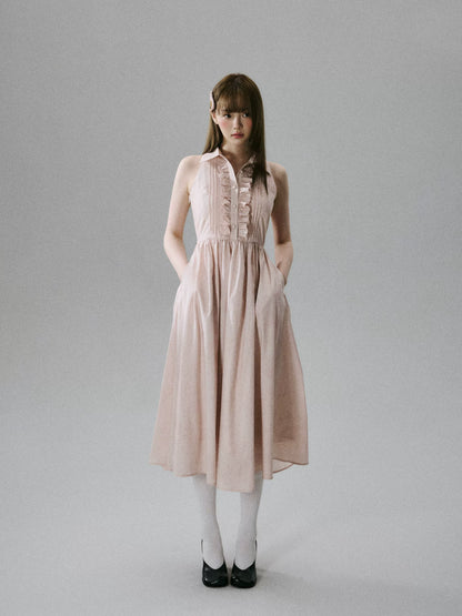 LOST FOREST - Cinnamon Pink Lyocell-Cotton Halter Maxi Dress