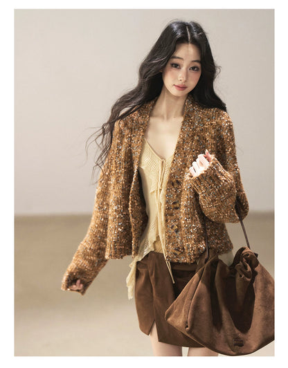 AOMALM - Toasted Pecan Marled Knit Cardigan