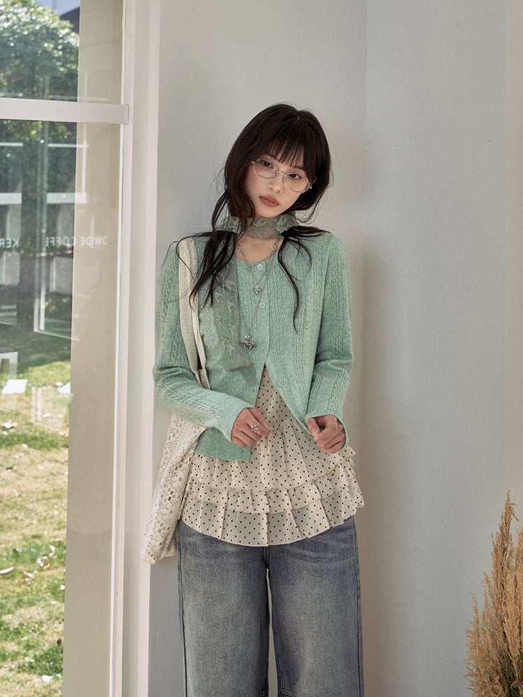 "Clover Breeze" Mint Green Knit Cardigan Collection