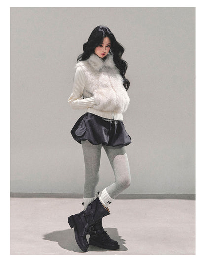 少也眼 "Soft Landing" Faux Fur Layered Jacket 6513513