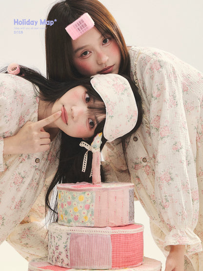 "Floral Journal" Cream Floral Pajama Collection (Free Eye Mask)