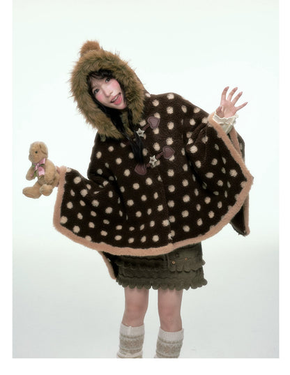 BIBIBENCY - Brown Faux-Wool Coat with Plush Polyester Lining