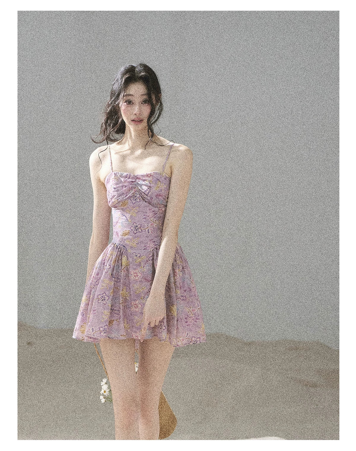 "Iris Bloom" Purple Iris Cami Mini Dress